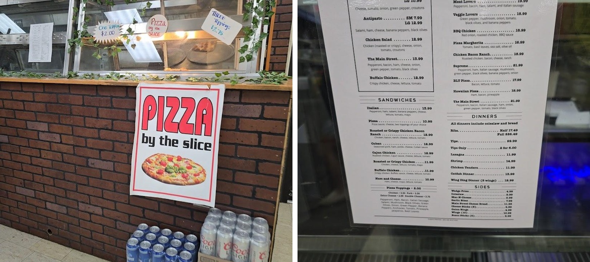 Main Street Pizza and Ribs. Menu