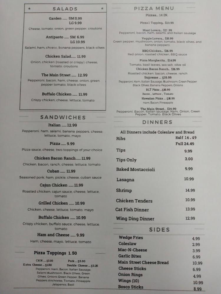 Main Street Pizza and Ribs. Menu image 2